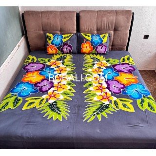 Handcrafted Rayon Bedsheet Hand Painted Floral Design Best Quality